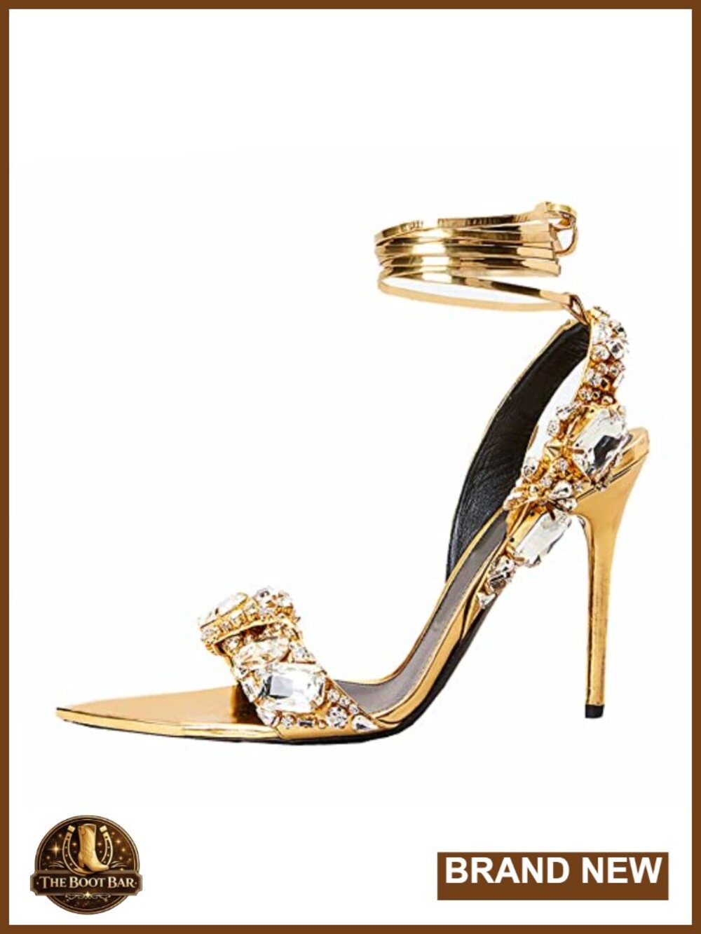 Strappy Stiletto Heels Crystal Lace Up Open Toe High Heel Sandals Patent
